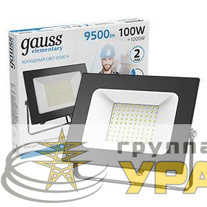 Прожектор светодиодный Elementary 100Вт 6500К IP65 9500лм 170-264В ДО черн. GAUSS 