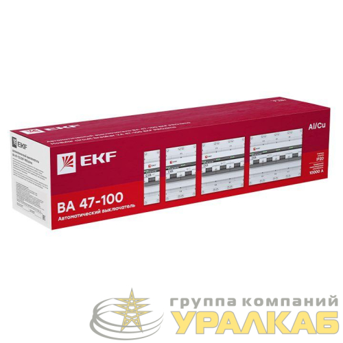 Выключатель автоматический модульный 4п C 20А 10кА ВА 47-100 PROxima EKF 