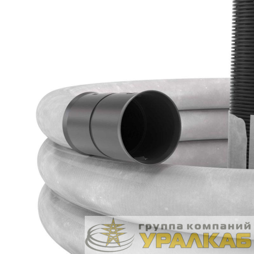 Труба гофрированная двустенная ПНД гибкая дренажная d125мм с геофильтром SN6 перфорация 360град. черн. (уп.40м) DKC 