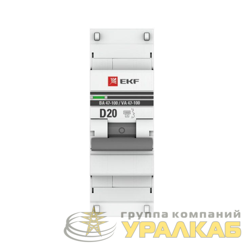 Выключатель автоматический модульный 1п D 20А 10кА ВА 47-100 PROxima EKF 