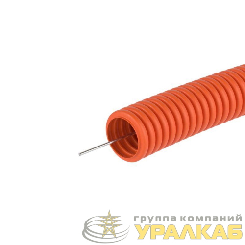 Труба гофрированная ПНД гибкая легкая d20мм с протяжкой оранж. (уп.50м) DKC 