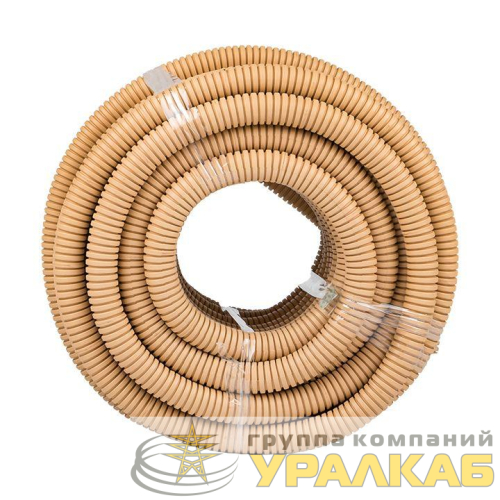 Труба гофрированная ПВХ d25мм с протяжкой свет. дерево (уп.25м) Plast PROxima EKF 