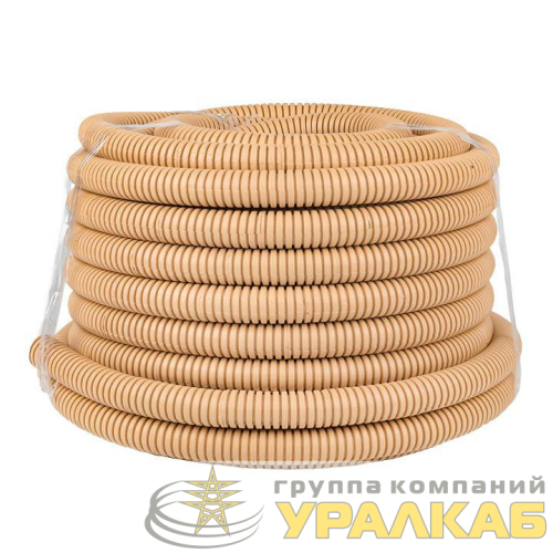 Труба гофрированная ПВХ d25мм с протяжкой свет. дерево (уп.25м) Plast PROxima EKF 