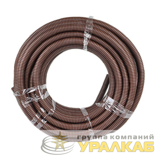 Труба гофрированная ПВХ d25мм с протяжкой темн. дерево (уп.25м) Plast PROxima EKF 