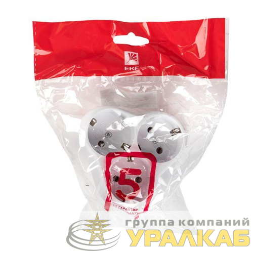 Разветвитель 3-м с заземл. 16А IP20 250В кругл. бел. PROxima EKF 