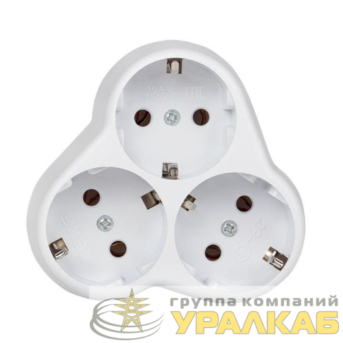 Разветвитель 3-м с заземл. 16А IP20 250В кругл. бел. PROxima EKF 