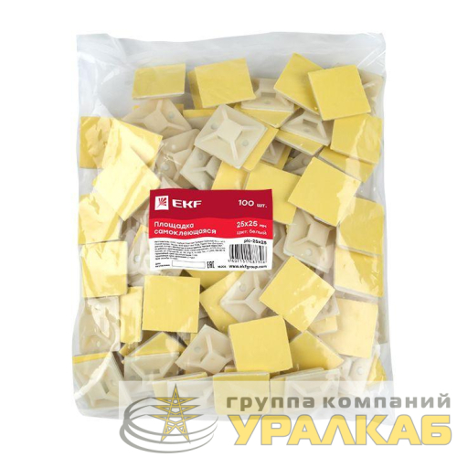 Площадка самоклеящаяся 25х25мм бел. (уп.100шт) EKF 