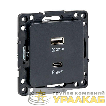 Розетка USB 2-м Стокгольм тип A+C механизм черн. PROxima EKF 