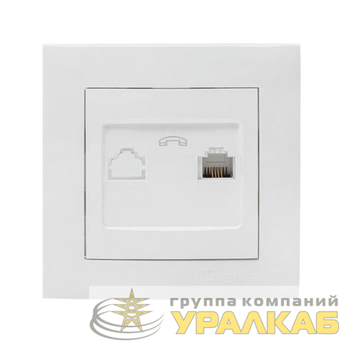 Розетка телефонная 1-м СП Валенсия RJ11 бел. PROxima EKF 