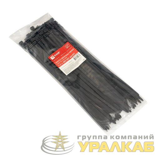 Хомут кабельный 7.2х350 нейл. черн. (уп.100шт) EKF 