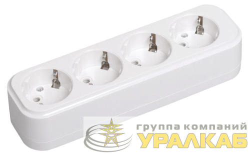 Колодка удлинителя 4-м 16А Classic К04 2P+PE 250В IEK 