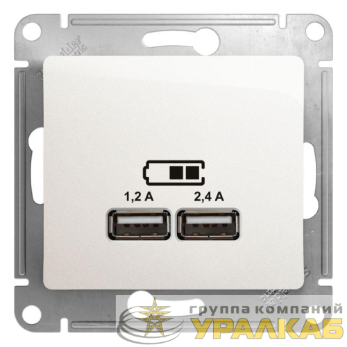 Розетка USB Glossa тип A+C 5В/2.4А 2х5В/1.2А механизм перламутр. SE 