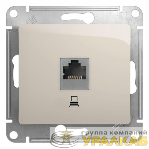 Розетка компьютерная 1-м Glossa RJ45 кат.5E механизм молочн. SE 