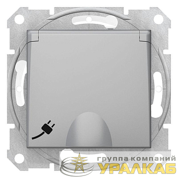 Розетка 1-м СП Sedna 16А IP44 250В с заземл. защ. шторки с крышкой механизм алюм. SchE 