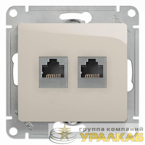 Розетка компьютерная + телефонная 2-м Glossa RJ45 + RJ11 кат.5E механизм молочн. SE 
