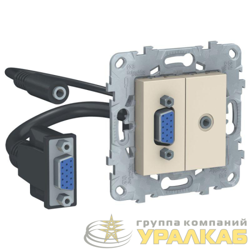 Розетка аудио/видео HD15 Unica New + Minijack механизм беж. SchE 