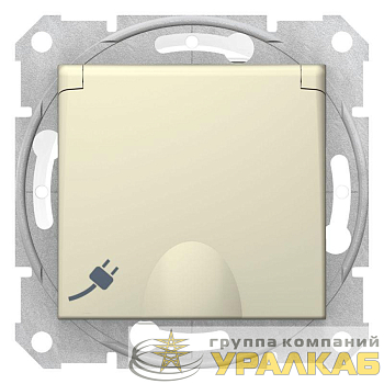 Розетка 1-м СП Sedna 16А IP44 250В с заземл. защ. шторки с крышкой механизм беж. SchE 
