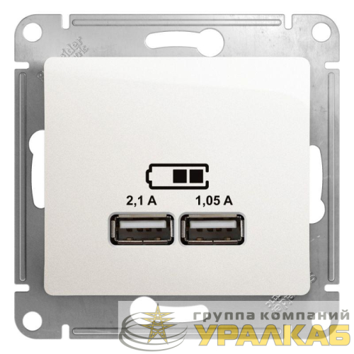Розетка USB 2-м СП Glossa тип A+A 5В/2100мА 2х5В/1050мА механизм перламутр. SE 