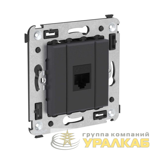 Розетка компьютерная 1-м СП Avanti "Черный матовый" RJ45 кат.5E без шторок механизм DKC 