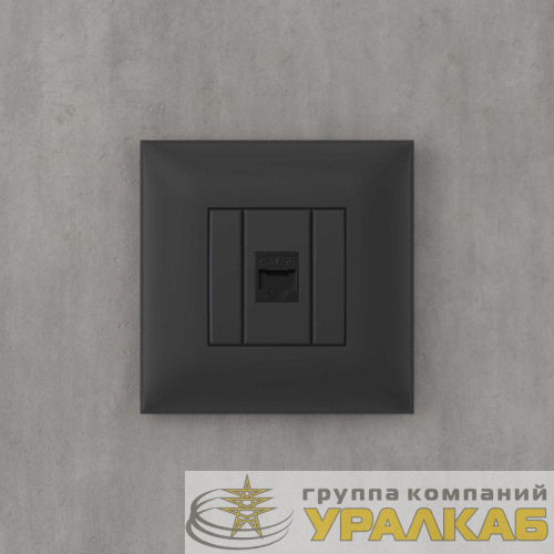 Розетка компьютерная 1-м СП Avanti "Черный матовый" RJ45 кат.5E без шторок механизм DKC 