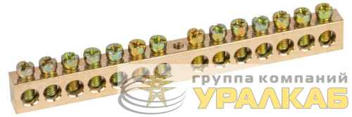 Шина NO-122-33 PEN "земля-ноль" 8х12мм 14/1 крепеж по центру латунь ЭРА 