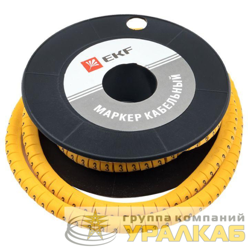 Маркер каб. 1.5кв.мм "3" (к-1000ед) (ЕС-0) EKF 