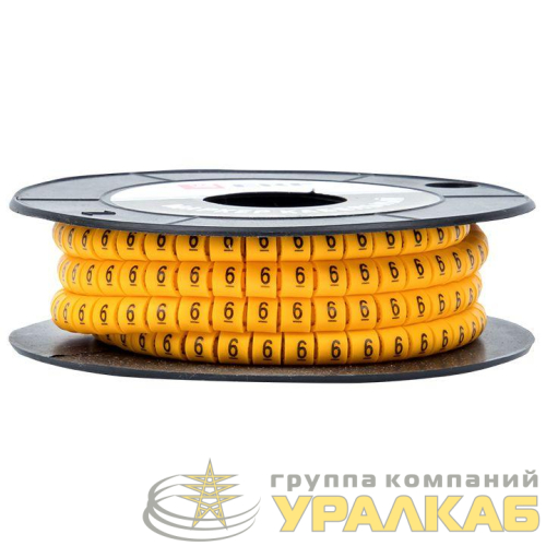 Маркер каб. 1.5кв.мм "6" (к-1000ед) (ЕС-0) EKF 