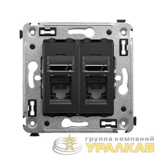 Розетка компьютерная 2-м СП Avanti "Черный матовый" RJ45 кат.5E DKC 