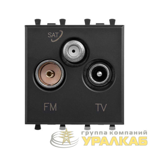 Розетка телевизионная TV/FM/SAT 2мод. Avanti "Черный матовый" модульная DKC 