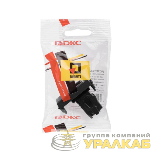 Розетка USB 2.0 1мод. Avanti "Черный матовый" тип А-А модульная DKC 