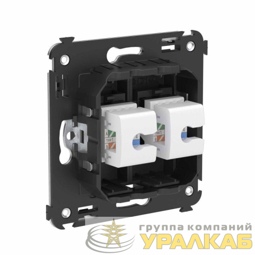 Розетка компьютерная 2-м СП Avanti "Черный матовый" RJ45 кат.6 без шторок механизм DKC 