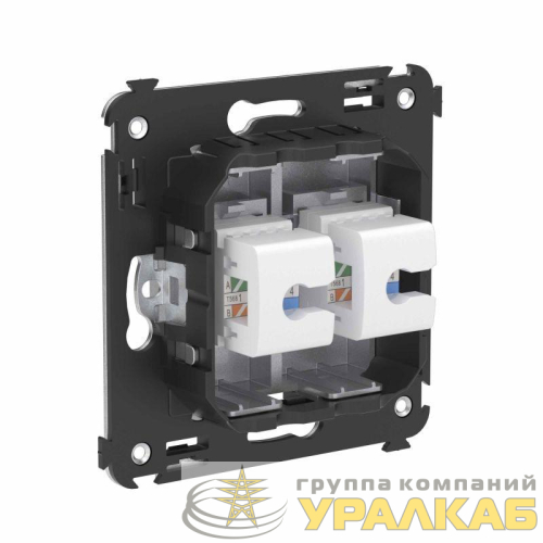Розетка телефонная 2-м СП Avanti "Закаленная сталь" RJ12 без шторок механизм DKC 