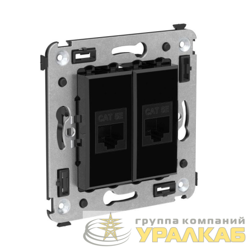 Розетка компьютерная 2-м СП Avanti "Черный квадрат" RJ45 кат.5E без шторок механизм DKC 