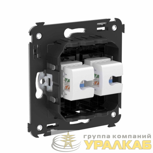 Розетка телефонная 2-м СП Avanti "Черный квадрат" RJ12 без шторок механизм DKC 