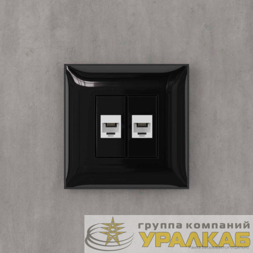 Розетка телефонная 2-м СП Avanti "Черный квадрат" RJ12 без шторок механизм DKC 