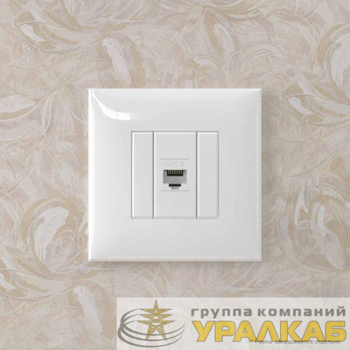 Розетка компьютерная 1-м СП Avanti "Белое облако" RJ45 кат.6 без шторок механизм DKC 