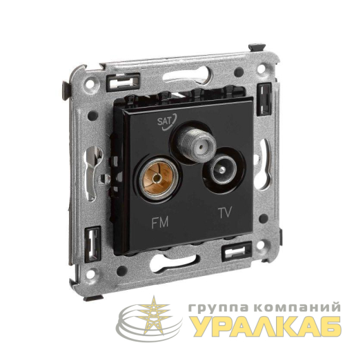 Розетка телевизионная TV/FM/SAT СП Avanti "Черный квадрат" DKC 