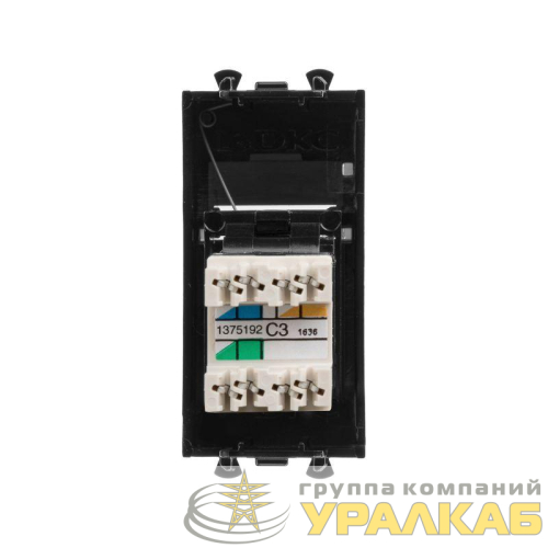 Розетка телефонная 1мод. Avanti "Черный квадрат" RJ12 модульная DKC 