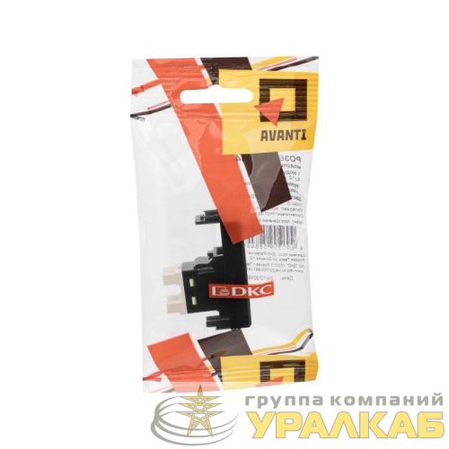Розетка телефонная 1мод. Avanti "Черный квадрат" RJ12 модульная DKC 