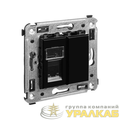Розетка телефонная 1-м СП Avanti "Черный квадрат" RJ12 DKC 