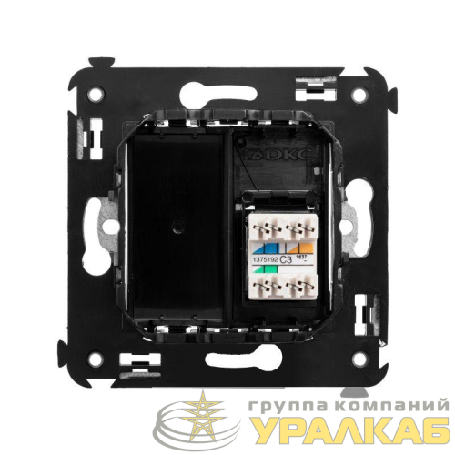 Розетка телефонная 1-м СП Avanti "Черный квадрат" RJ12 DKC 