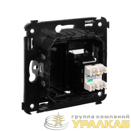 Розетка телефонная 1-м СП Avanti "Черный квадрат" RJ12 DKC 