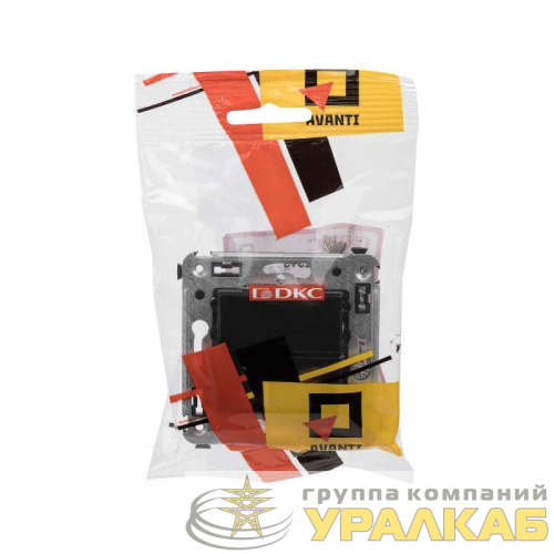 Розетка телефонная 1-м СП Avanti "Черный квадрат" RJ12 DKC 