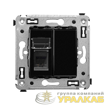 Розетка телефонная 1-м СП Avanti "Черный квадрат" RJ12 DKC 