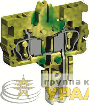 Разъем "гнездо" с пружинным зажимом на 2 контакта для клемм типа HVTE. 2.5 кв.мм желт./зел. DKC 