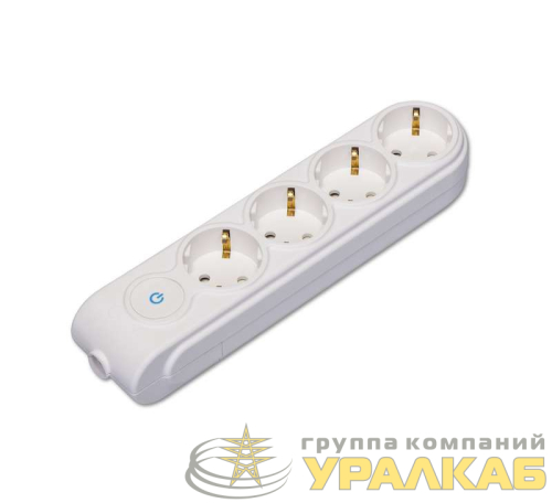 Колодка удлинителя 4-м с заземл. защ. шторки с выкл. Makel 