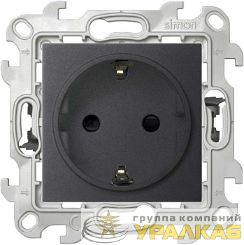Розетка 1-м СП Simon 24 16А IP20 2P+E Push&Go защ. шторки механизм графит Simon 