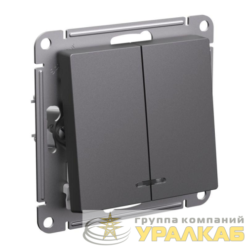 Выключатель 2-кл. AtlasDesign (сх. 5а) 10AX с подсветкой механизм базальт SE 