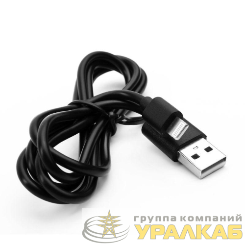 Кабель USB-Lightning 2А 1м зарядка + передача данных черн. (пакет) ERGOLUX 