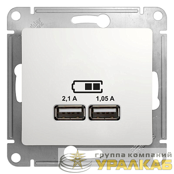 Розетка USB 2-м СП Glossa тип A+A 5В/2.1А 2х5В/1.05А механизм бел. SE 